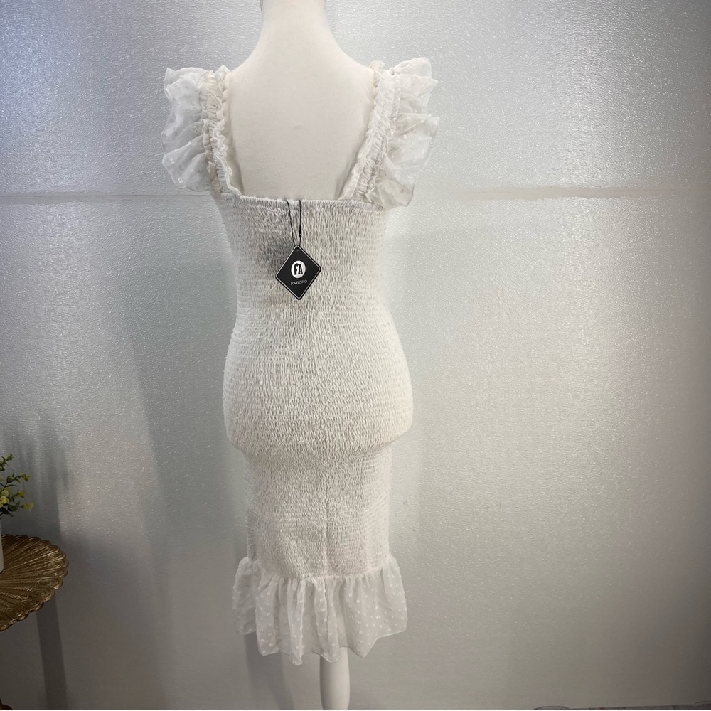 NWT Midi Dresses for Women - Backless Dress Square Neck Stretchy Ruched Fabric S - Picture 9 of 17